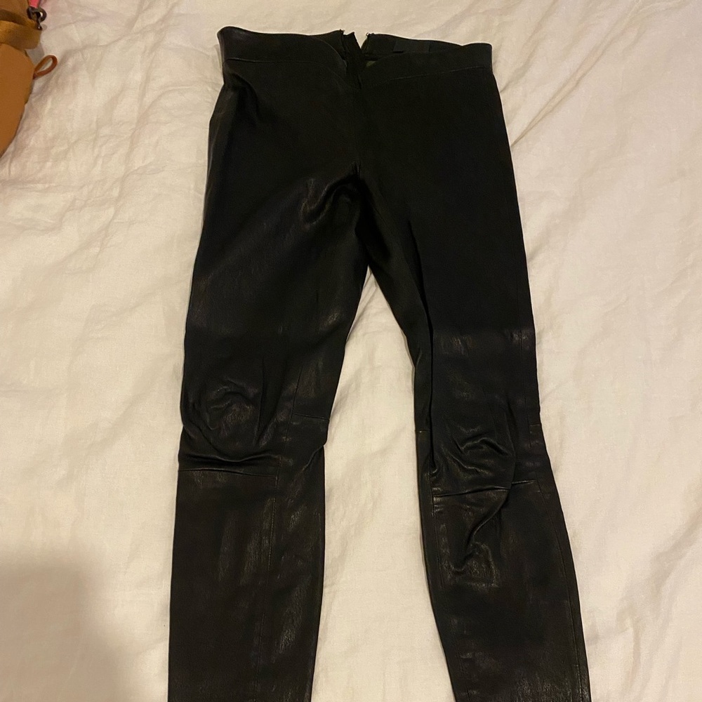 J crew Collection Black Leather Pants 4R